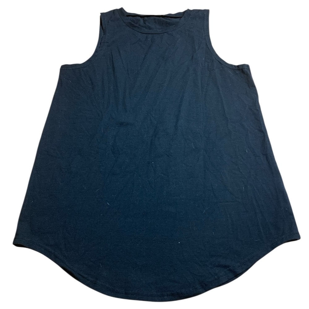 💜 Basic Black Sleeveless Tank Top | Stretchy Mid-Length Shell | Size M